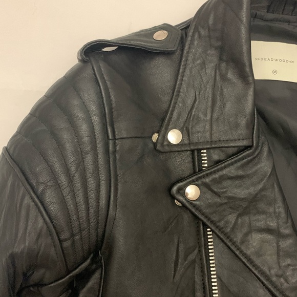 DEADWOOD Recycled women leather jacket, designer - Picture 2 of 13